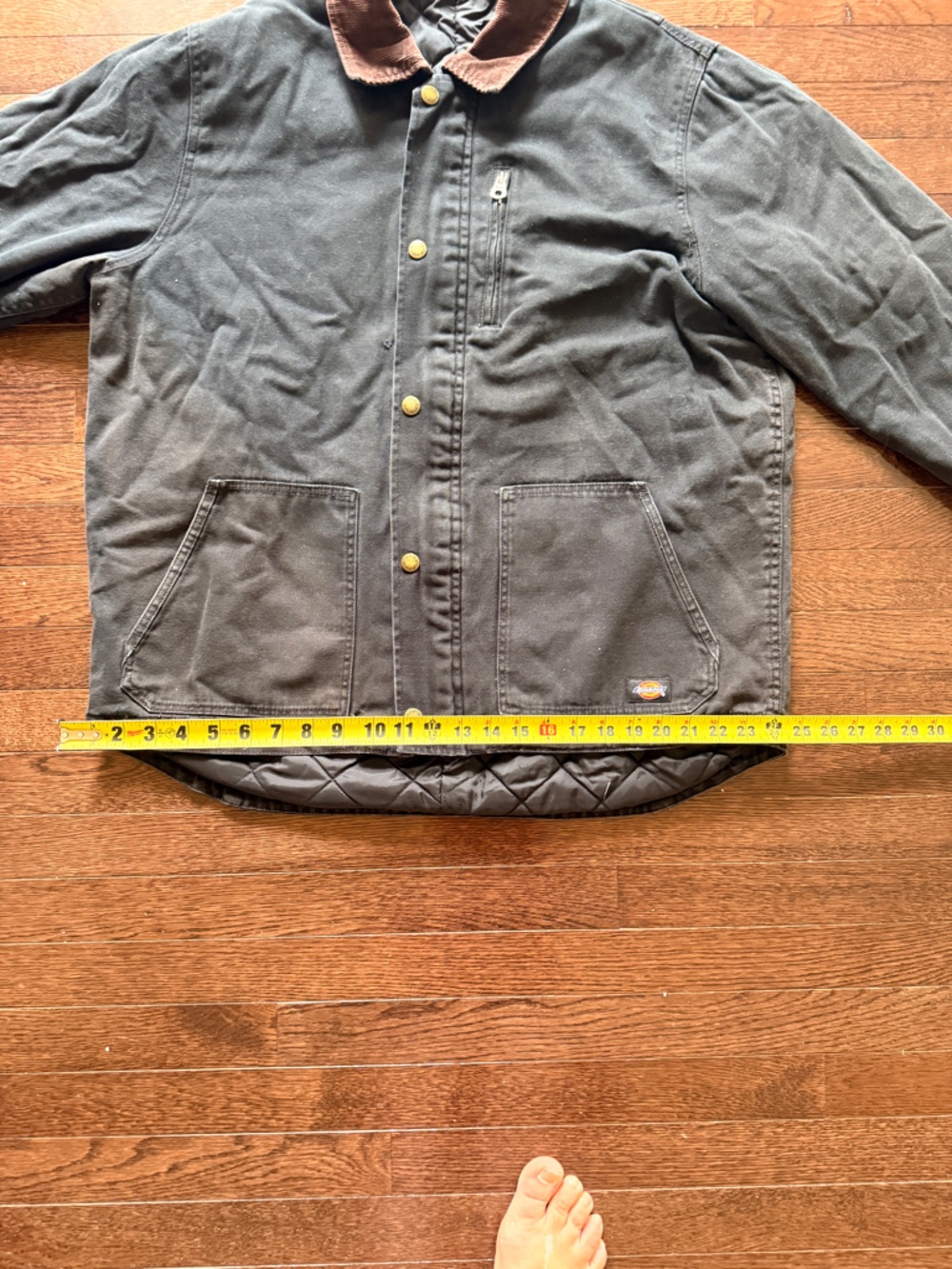 Dickies Black Canvas Work Jacket with Brown Corduroy Collar - Picture 15 of 15
